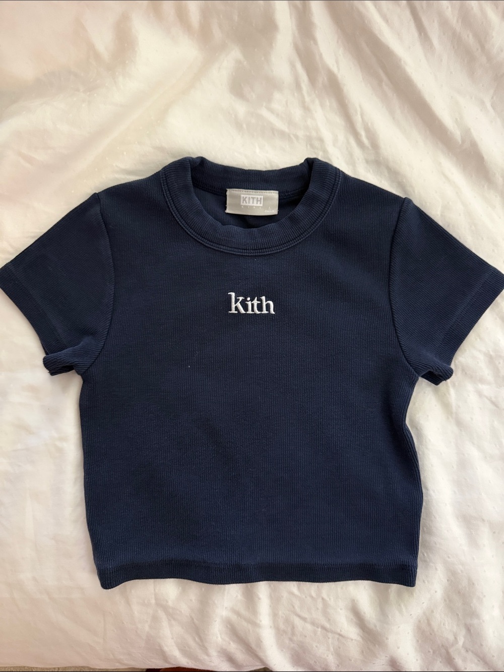 Kith Navy Short Sleeve Kids Tee with White Logo- size 10/12